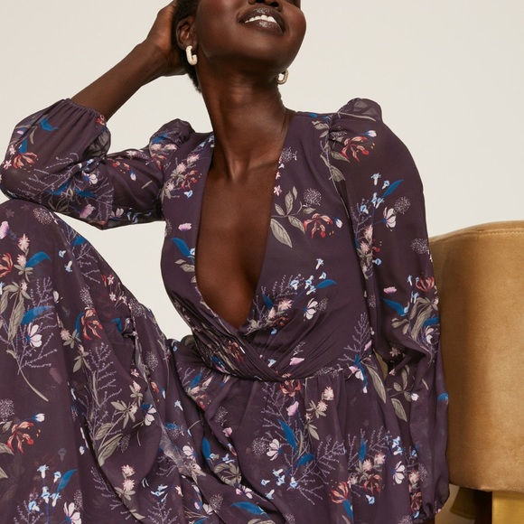 Ieena Mac Duggal Dress Tiered Ruffle Maxi Gown in Plum sz4 - Picture 2 of 15